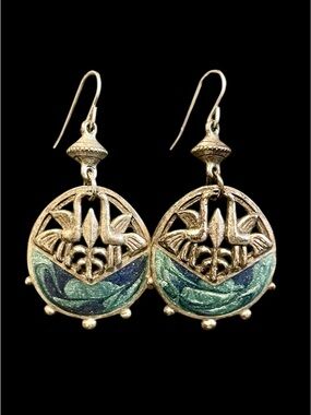 👑 Vintage Edgar Berebi Silver and Blue Enamel Earrings